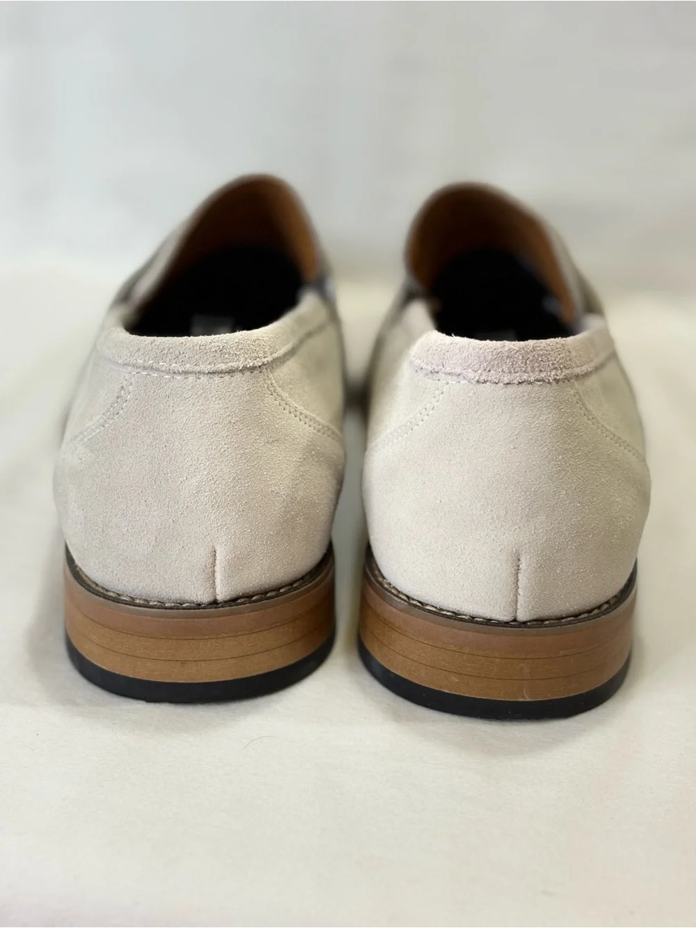 Stacy Adams Light Cream Suede Penny Loafers SZ 9.5 $159
